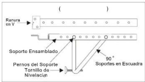 Ranura en V Soporte Ensamblado Pernos del Soporte Tornillo de Nivelación 90° Soportes en Escuadra