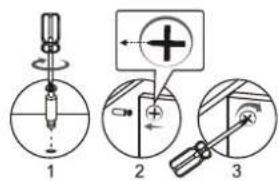 Diagram illustrating three-step mechanical or electrical installation steps with labeled components and directional indicators