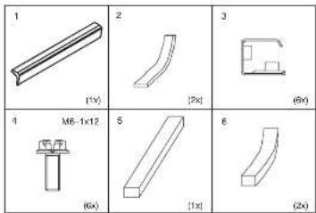 1 (1x) 2 (2x) 3 (6x) 4 M6-1x12 (6x) 5 (1x) 6 (2x)