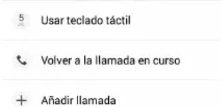 5 Usar teclado táctil + Volver a la llamada en curso + Añadir llamada