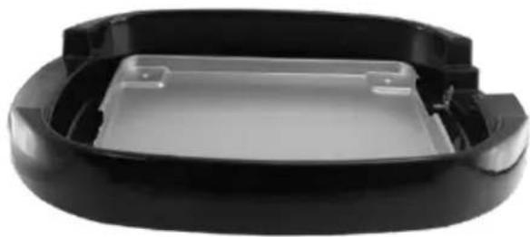 Black plastic container with a transparent lid, no visible text or symbols