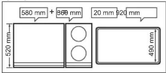 580 mm + 360 mm 20 mm 920 mm 520 mm 490 mm
