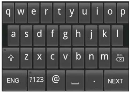 q w e r t y u i o p a s d f g h j k l z x c v b n m DEL ENG ?123 @ - . NEXT