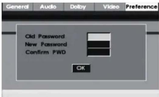 General Audio Dolby Video Preference Old Password New Password Confirm PWD OK