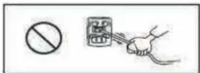 Safety warning symbol and electrical circuit diagram showing no prohibition and connected plug