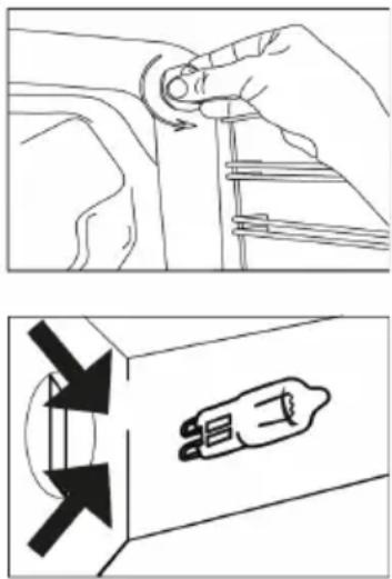 Diagram showing hand turning a key on a seatbelt, with a close-up of the switch mechanism and directional arrows indicating rotation.
