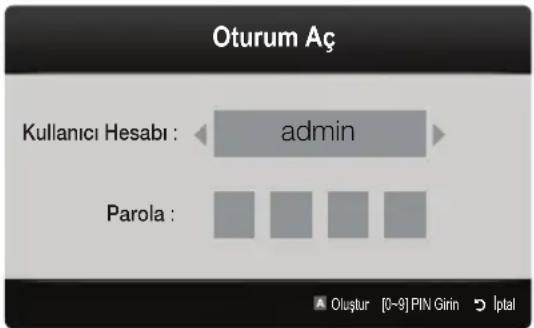 Oturum Aç Kullanıcı Hesabı : admin Parola :