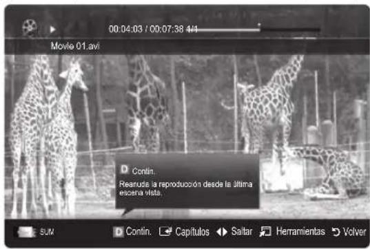 00:04:03 / 00:07:38 44 Movie 01.avi D Contin. Reanude la reproducción desde la última escaria Mala. BUM D Contin. Capítulos Salta Herramientas Volver