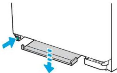 Diagram of a mechanical component with blue arrows indicating direction, no text or symbols present