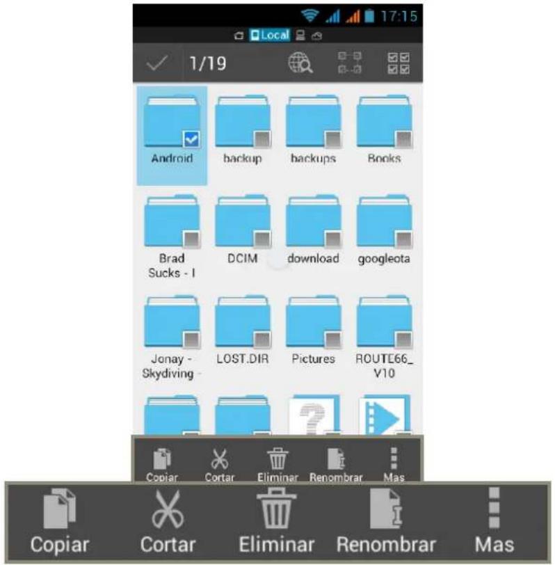 1/19 Android backup backups Books Brad Sucks - I DCIM download googleota Jonay - Skydiving - LOST.DIR Pictures ROUTE66_ V10 Copiar Cortar Eliminar Renombrar Mas Copiar Cortar Eliminar Renombrar Mas