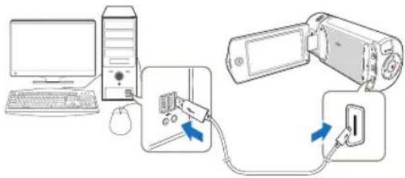 SAMSUNG HMX-QF320 - Paso 1. Conexión del cable USB - 1