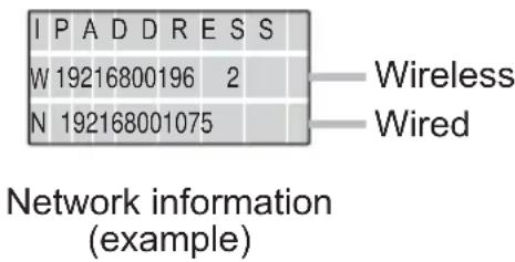 I P A D D R E S S W 19216800196 2 N 192168001075 Wireless Wired Network information (example)