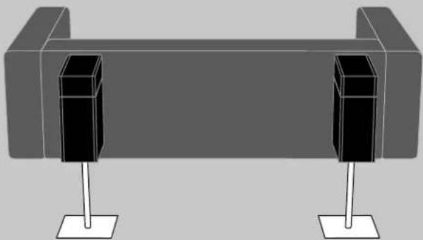 3D diagram of a mechanical or electronic component with two vertical supports and a central body, no text or symbols present.