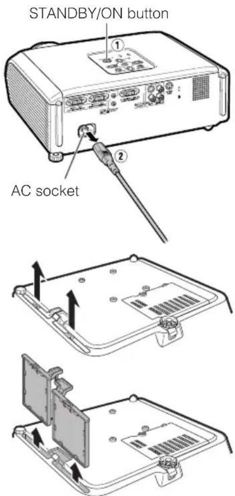 STANDBY/ON button ① ② AC socket