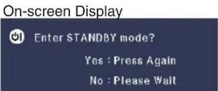 On-screen Display Enter STANDBY mode? Yes : Press Again No : Please Wait