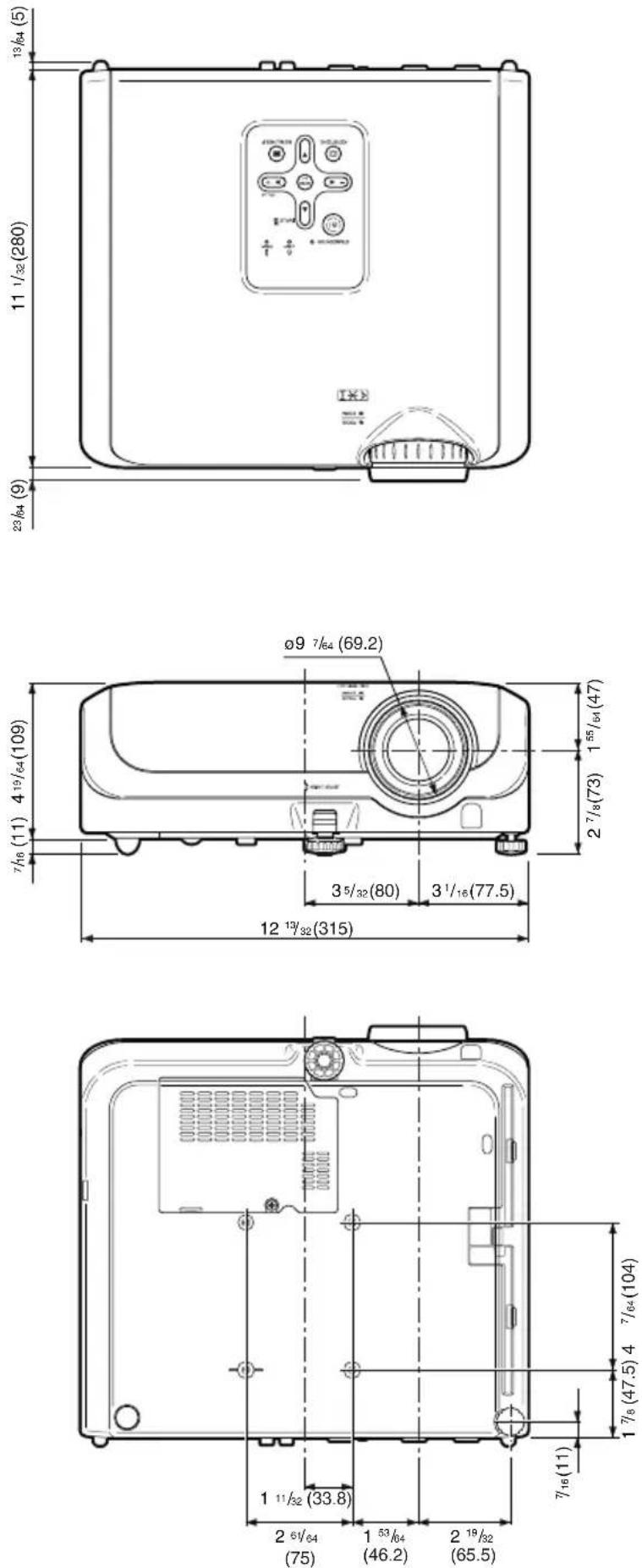 SHARP PG-MB56X - Dimensions - 1