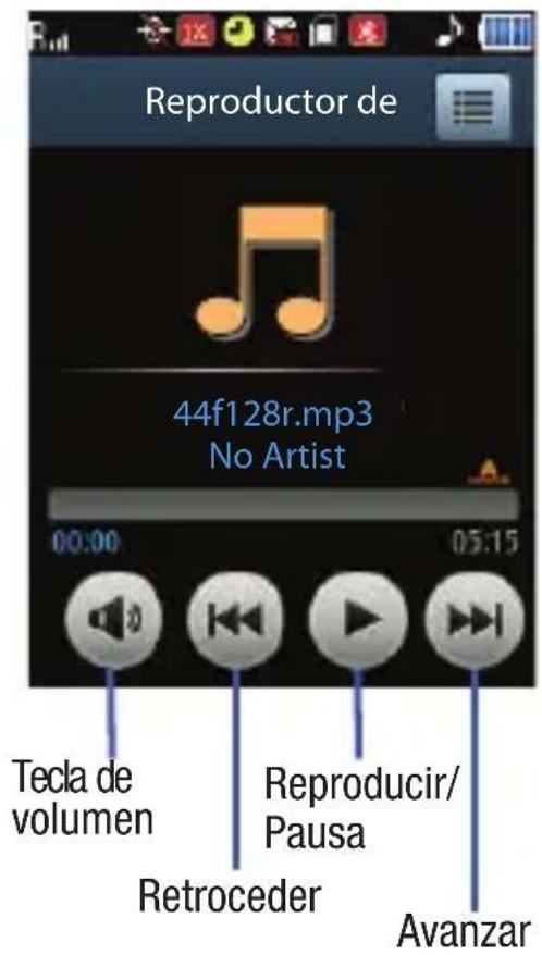 Reproductor de 44f128r.mp3 No Artist 00:00 05:15 Tecla de volumen Reproducir/ Pausa Retroceder Avanzar