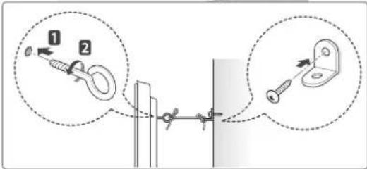Diagram illustrating two steps of securing a spring, labeled with numbered instructions and magnified insets.