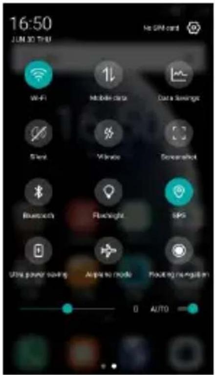 16:50 JUN 30 THU No GSM card WiFi Mobile data Data Savings Stand Video ScreenShot Riversofty Flashlight GPS Ultra power saving Alpha to mode Floating navigation AUTO