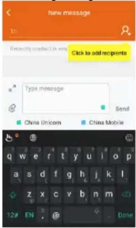 New message To Recently contact is empty Click to add recipients Type message Send China Unicom China Mobile q w e r t y u i o p a s d f g h j k l z x c v b n m 12# EN @ Done