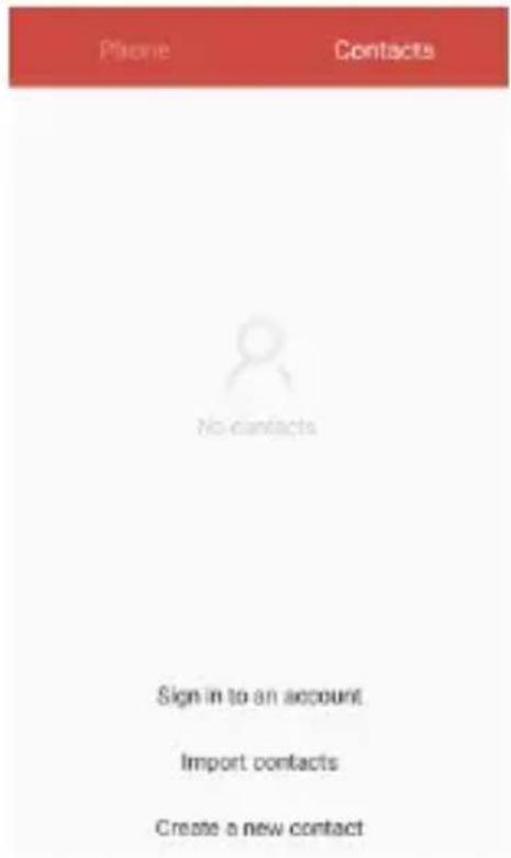 Phone Contacts No contacts Sign in to an account Import contacts Create a new contact