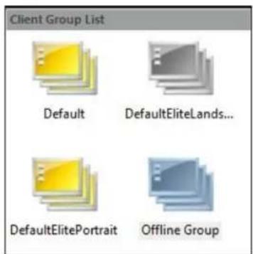 Client Group List Default DefaultEliteLands... DefaultElitePortrait Offline Group