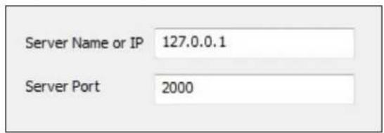 Server Name or IP 127.0.0.1 Server Port 2000