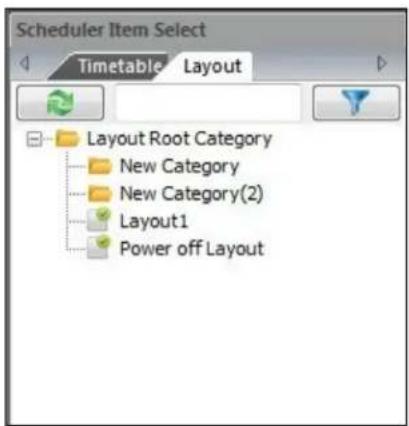 Scheduler Item Select Timetable Layout Layout Root Category New Category New Category(2) Layout1 Power off Layout
