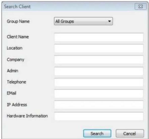 Search Client Group Name All Groups Client Name Location Company Admin Telephone EMail IP Address Hardware Information Search Cancel