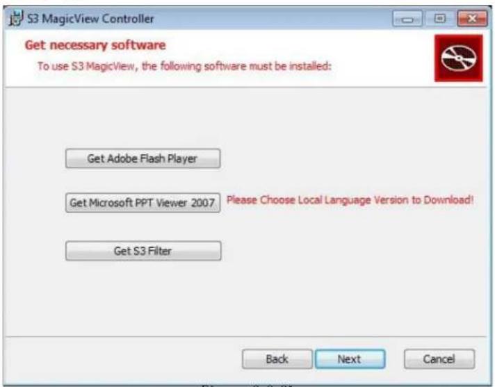 S3 MagicView Controller Get necessary software To use S3 MagicView, the following software must be installed: Get Adobe Flash Player Get Microsoft PPT Viewer 2007 Please Choose Local Language Version to Download! Get S3 Filter Back Next Cancel