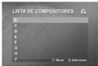 LISTA DE COMPOSITORES C D E F G H J Mover Selectorar