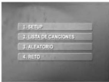 1. SETUP 2. LISTA DE CANCIONES 3. ALEATORIO 4. RETO