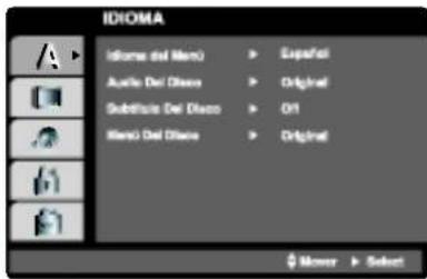 IDIOMA Informa del Mono) > Español Auxilo Del Divers > Original Subdiviso Del Divers > OK Mero Del Divers > Original ↓ Mouse > Select