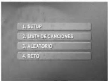 1. SETUP 2. LISTA DE CANCIONES 3. ALEATORIO 4. RETO