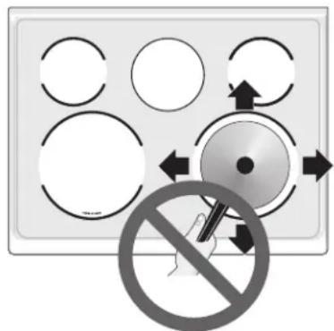 Warning symbol with circular and disk shapes, no text present