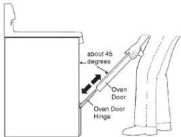 about 45 degrees Oven Door Oven Door Hinge