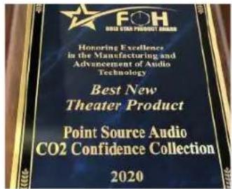 FOH BOO STAR PRODUCT SERIES Honoring Excellence in the Manufacturing and Advancement of Audio Technology Best New Theater Product Point Source Audio CO2 Confidence Collection. 2020