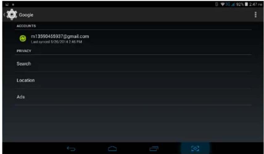 GOOGLE ACCOUNTS m13590455937@gmail.com Last synced 5/26/2014 2:46 PM PRIVACY Search Location Ads