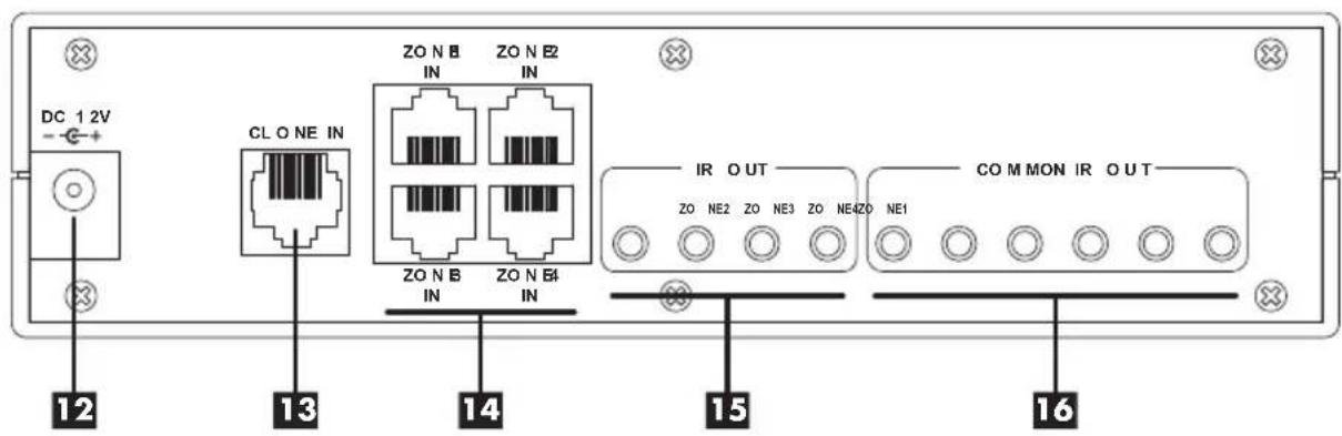 DC 1 2V - C + CL O NE IN ZO N B IN ZO N E2 IN ZO N B IN ZO N B4 IN IR OUT ZO NE2 ZO NE3 ZO NE4Z0 NE1 COMMON IR OUT 12 13 14 15 16