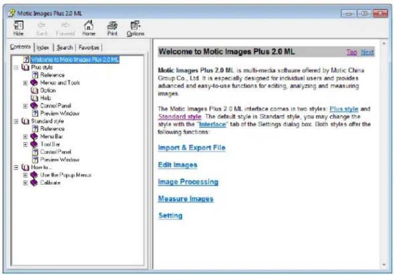 Motic Images Plus 2.0 ML Welcome to Motic Images Plus 2.0 ML Top Next Motic Images Plus 2.0 ML is multi-media software offered by Motic China Group Co., Ltd. It is especially designed for individual users and provides advanced and easy-to-use functions for editing, analyzing and measuring images. The Motic Images Plus 2.0 ML interface comes in two styles: Plus style and Standard style The default style is Standard style, you may change the style with the "Interface" tab of the Settings dialog box. Both styles offer the following functions: Import & Export File Edit Images Image Processing Measure Images Setting