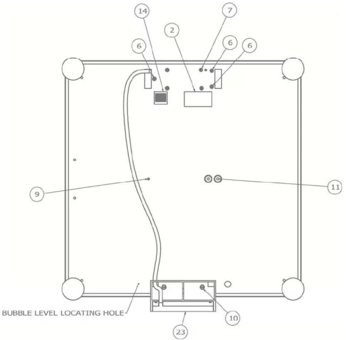 BUBBLE LEVEL LOCATING HOLE 14 2 6 7 6 6 9 11 23 10