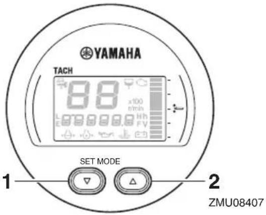 YAMAHA TACH 8.8 x100 m/min L 888888.8 Hh E FV SET MODE 1 2 ZMU08407