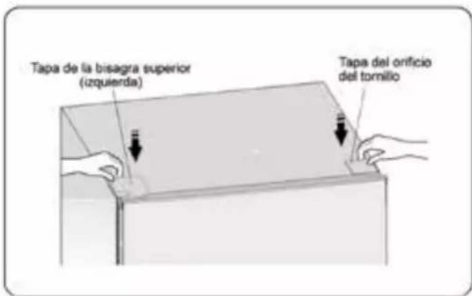 Tapa de la bisagra superior (izquierda) Tapa del orificio del tornilio