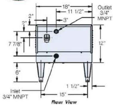 18" 11 1/2" Outlet 3/4" MNPT 2" 3" 7 7/8" 6" Inlet 3/4" MNPT 1 1/2" 15" 12" Rear View
