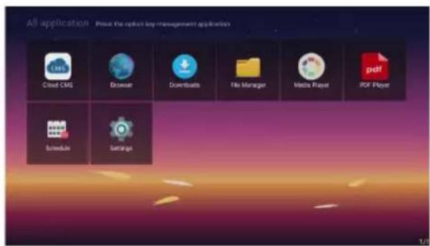All application Press the option's key management application Cloud CMS Browser Downloads File Manager Media Player PDF Player Schedule Satrange