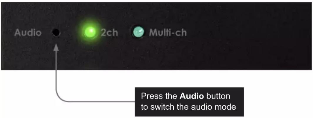 Audio 2ch Multi-ch Press the Audio button to switch the audio mode
