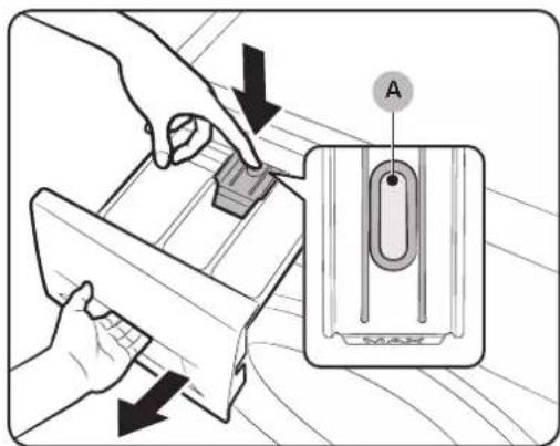 Diagram illustrating a mechanical or electrical component being adjusted, with labeled parts A and MAX.