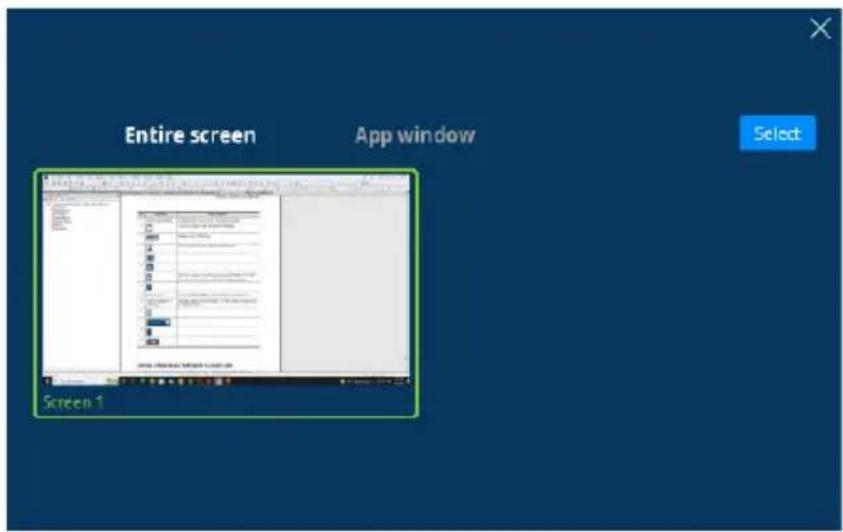 Entire screen App window Select Screen 1