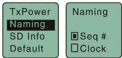 TxPower Naming SD Info Default Naming ■ Seq # □ Clock