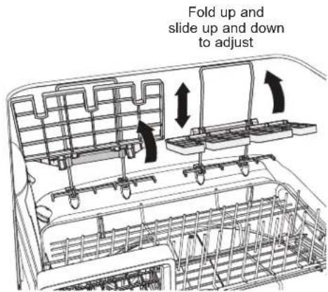 Fold up and slide up and down to adjust